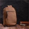 Коричневая мужская сумка-слинг из плотного текстиля на молнии Vintage 2422183 - 8