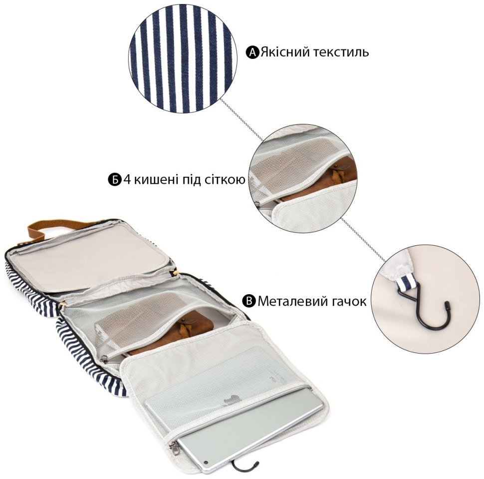 Женский текстильный органайзер для путешествий Vintage 2420651 Белая фото №5 Женский текстильный органайзер для путешествий Vintage 2420651 Белая modnotak фото №5