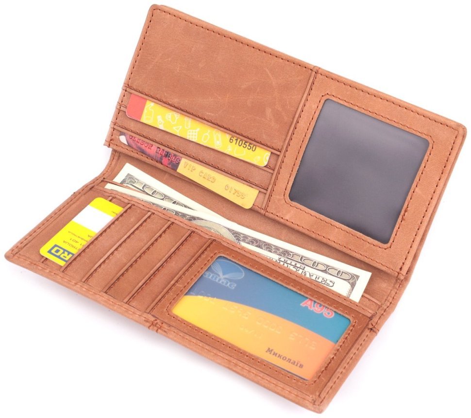 Универсальный кошелек из винтажной кожи Vintage 2422853 Рыжий modnotak фото №6