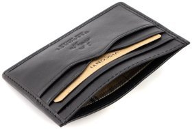 Компактный картхолдер из натуральной кожи черного цвета Visconti Pompei 68780