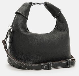 Стильная женская сумка из фактурной кожи через плечо Borsa Leather 108880 черного цвета