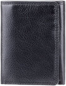 Невеликий чорний гаманець із натуральної шкіри без монетниці Visconti Compton 68880