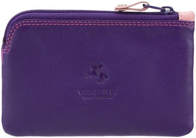 Стильна жіноча ключниця із натуральної шкіри рожево-фіолетового кольору Visconti Geno 68980