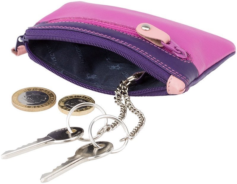 Стильная женская ключница из натуральной кожи розово-фиолетового цвета Visconti Geno 68980