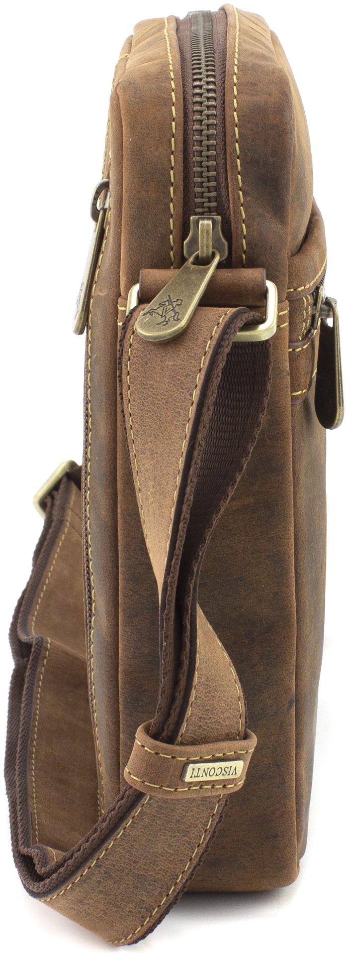 Рыжая мужская наплечная сумка из винтажной кожи Visconti Colt 69280