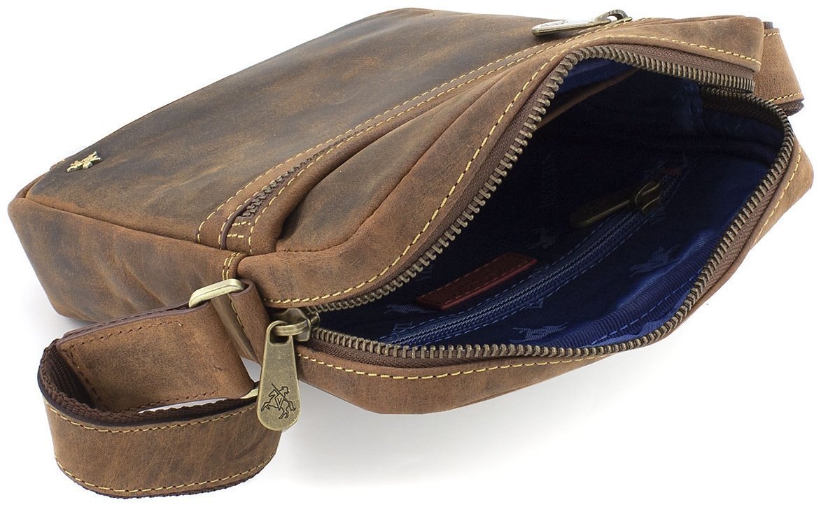 Рыжая мужская наплечная сумка из винтажной кожи Visconti Colt 69280