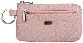 Пудровая женская ключница из фактурной кожи на змейке Desisan 79780