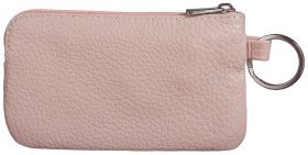 Пудровая женская ключница из фактурной кожи на змейке Desisan 79780