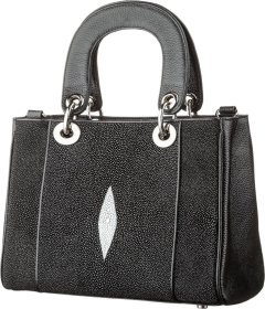 Красива жіноча сумка зі шкіри морського ската чорного кольору STINGRAY LEATHER (024-18614)