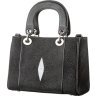 Красива жіноча сумка зі шкіри морського ската чорного кольору STINGRAY LEATHER (024-18614) - 2