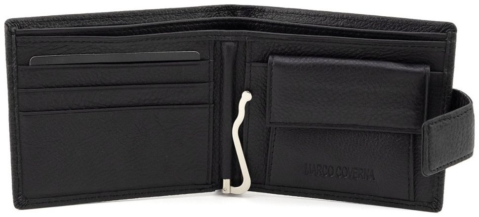 Чоловічий шкіряний гаманець із затиском для грошей Marco Coverna 90881 чорного кольору modnotak фото №2