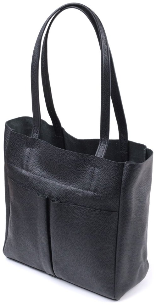 Женская сумка-шоппер из натуральной кожи в черном цвете Shvigel 91281 modnotak фото №1
