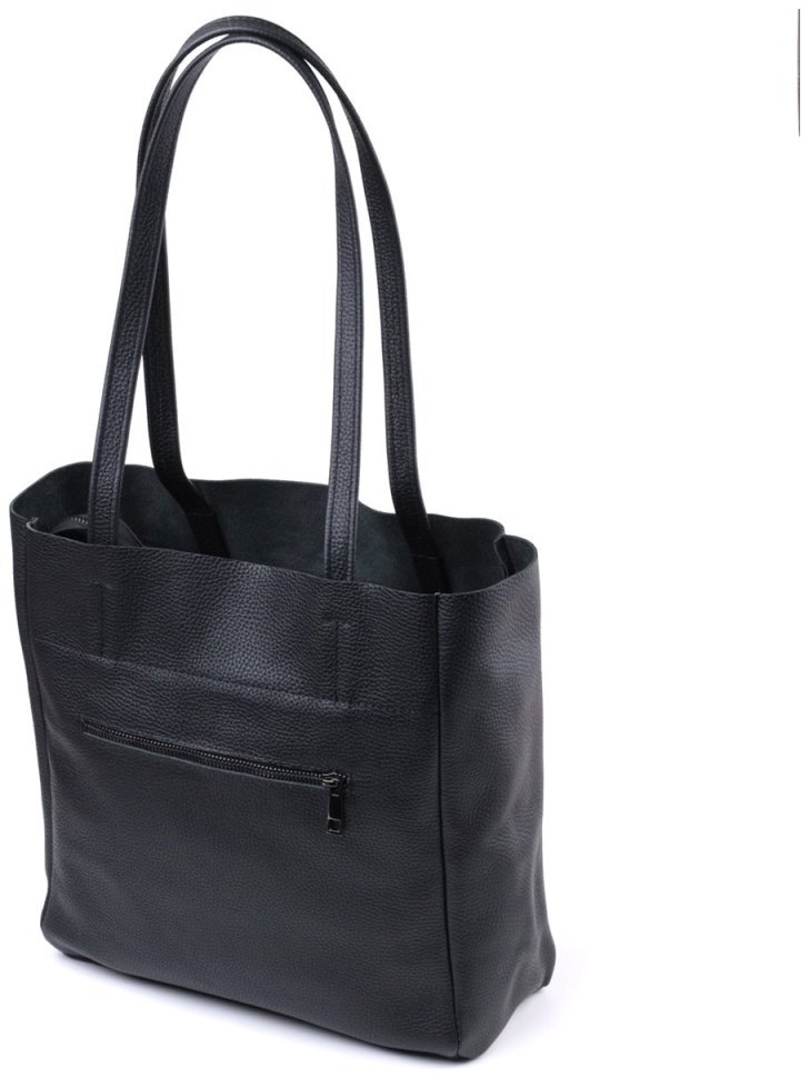 Женская сумка-шоппер из натуральной кожи в черном цвете Shvigel 91281 modnotak фото №2