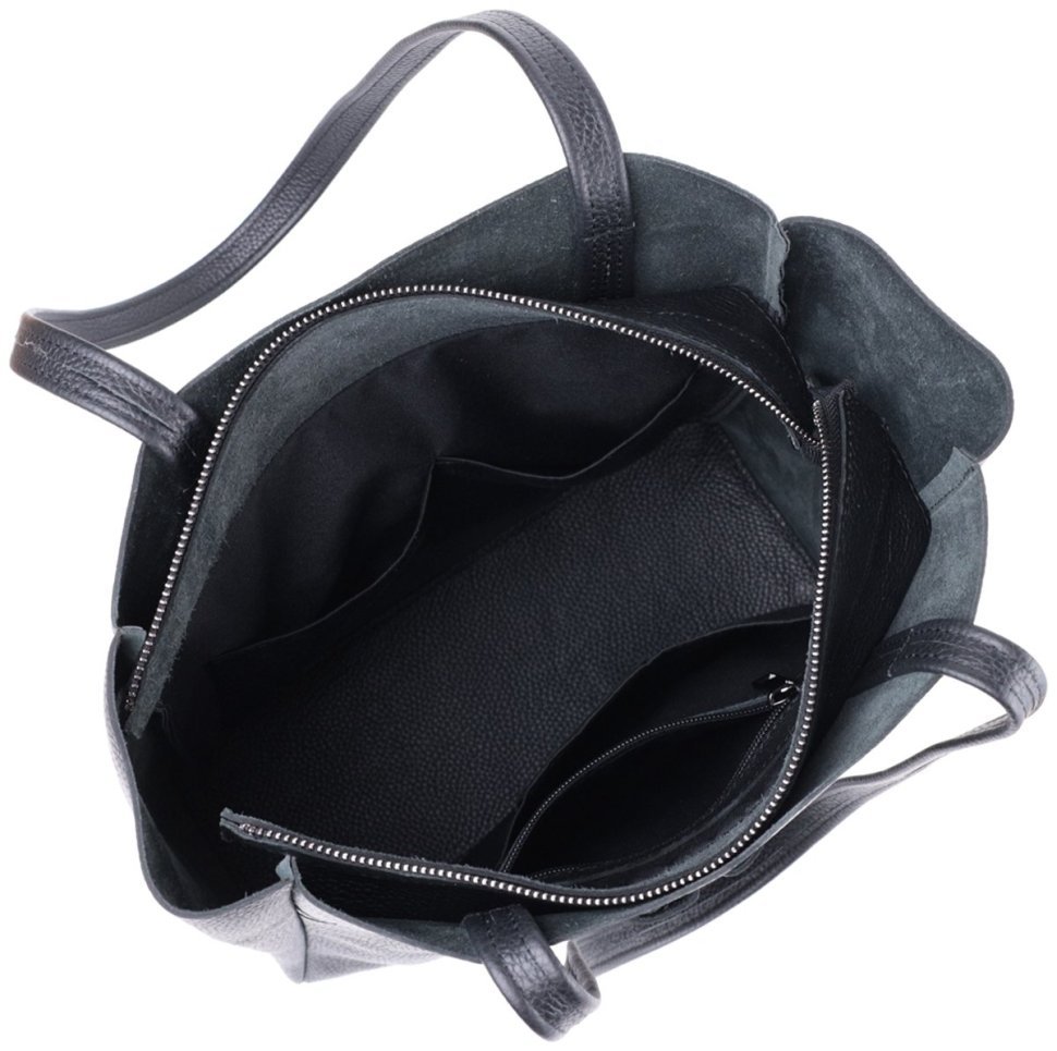 Женская сумка-шоппер из натуральной кожи в черном цвете Shvigel 91281 modnotak фото №7