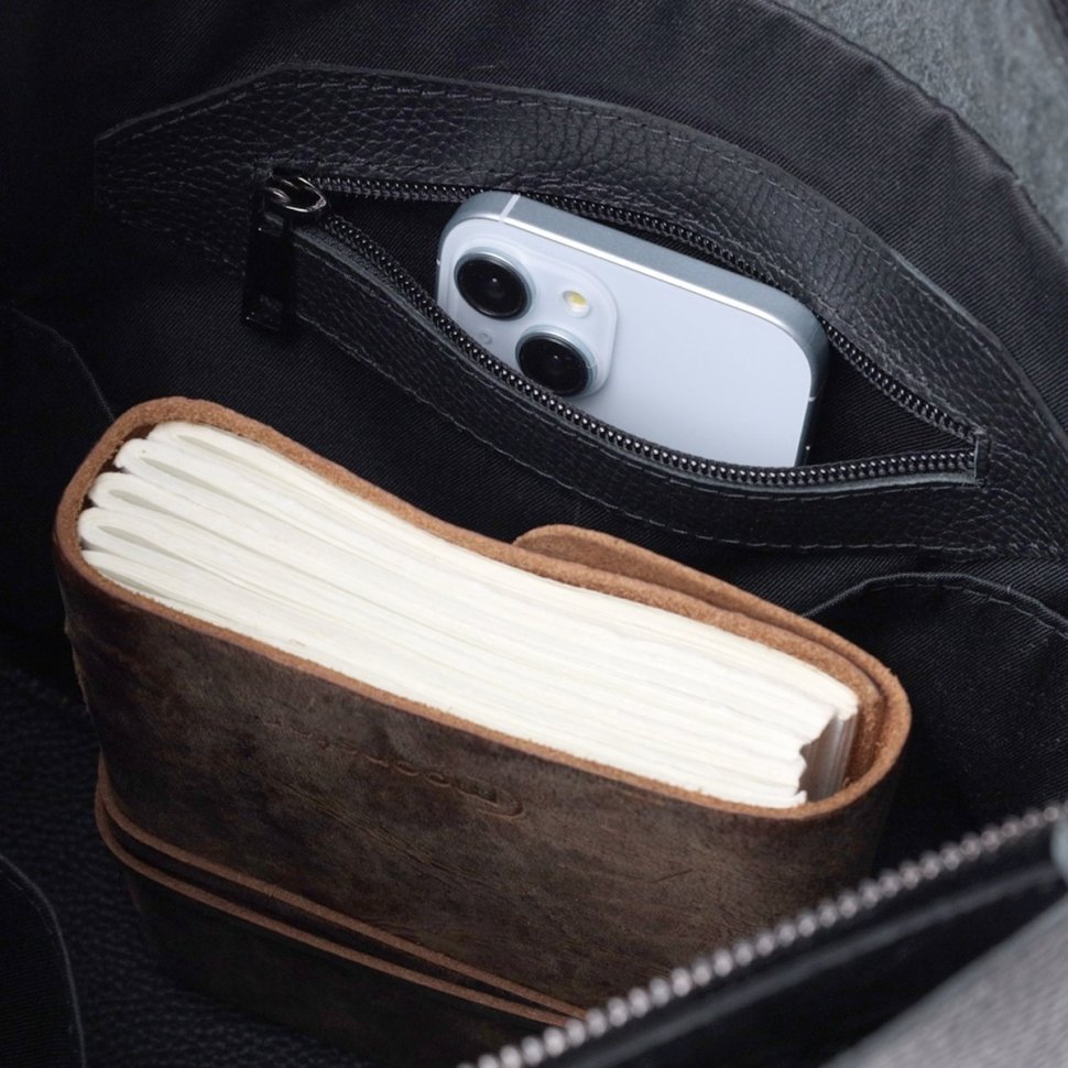 Женская сумка-шоппер из натуральной кожи в черном цвете Shvigel 91281 modnotak фото №8