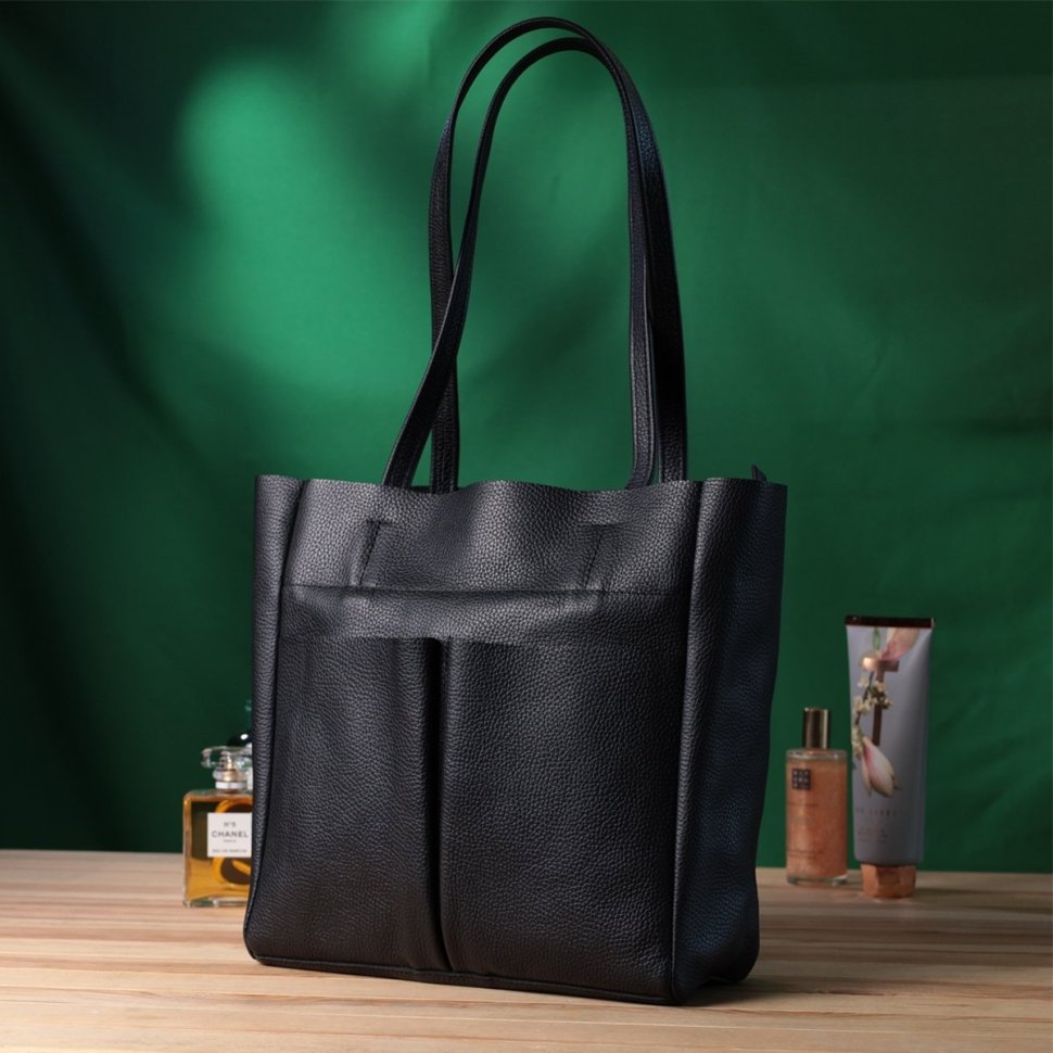 Женская сумка-шоппер из натуральной кожи в черном цвете Shvigel 91281 modnotak фото №10