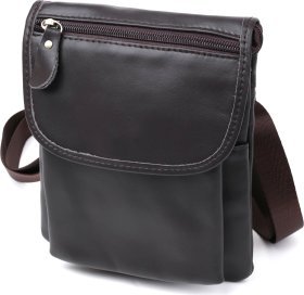 Темно-коричневая небольшая мужская сумка через плечо из натуральной кожи Vintage (20468)