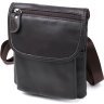 Темно-коричневая небольшая мужская сумка через плечо из натуральной кожи Vintage (20468) - 1