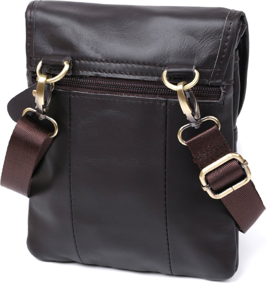 Темно-коричнева невелика чоловіча сумка через плече з натуральної шкіри Vintage (20468)