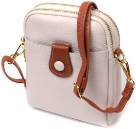 Біла жіноча шкіряна сумка маленького розміру на плече Vintage 2422270