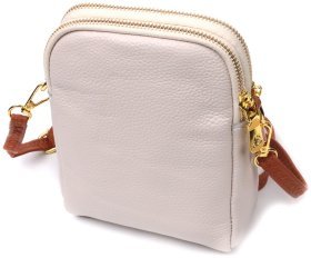 Біла жіноча шкіряна сумка маленького розміру на плече Vintage 2422270