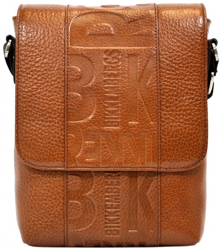 Мужская кожаная сумка-планшет рыжего цвета с дизайнерским тиснением DESISAN 81381 modnotak фото №1