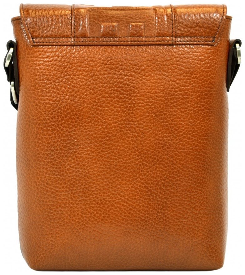 Мужская кожаная сумка-планшет рыжего цвета с дизайнерским тиснением DESISAN 81381 modnotak фото №2