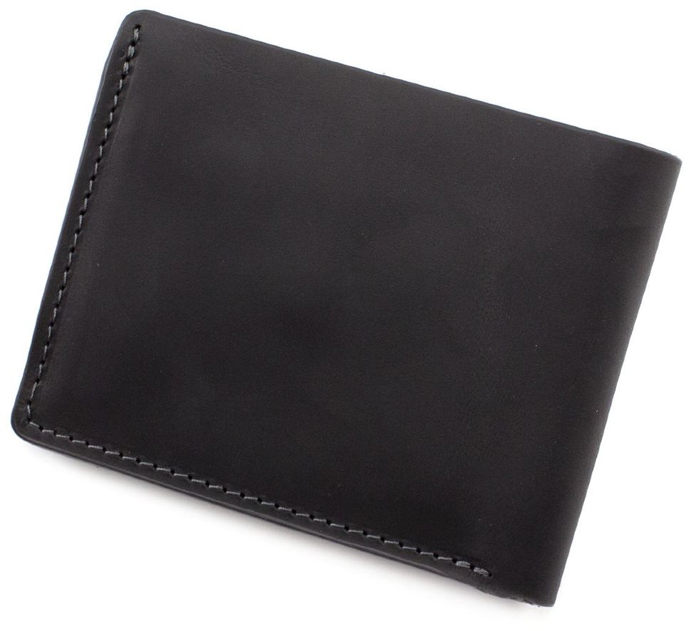 Мужское черное портмоне из матовой кожи без фиксации Grande Pelle (13230)