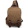Текстильний рюкзак бежевого кольору через одне плече VINTAGE STYLE (14481) - 2