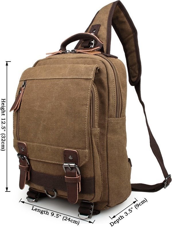 Текстильный рюкзак бежевого цвета через одно плечо VINTAGE STYLE (14481) modnotak фото №4