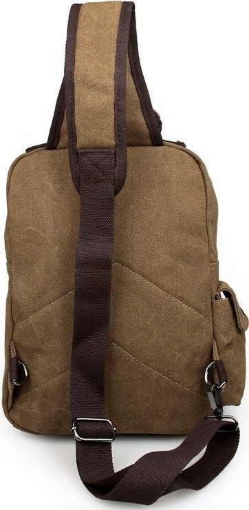 Текстильный рюкзак бежевого цвета через одно плечо VINTAGE STYLE (14481)