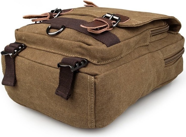 Текстильный рюкзак бежевого цвета через одно плечо VINTAGE STYLE (14481)