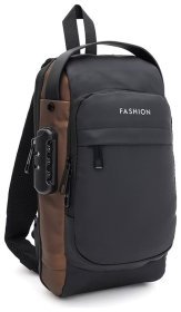 Мужская сумка-слинг через плечо из черного текстиля с кодовым замком Monsen 71581