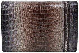 Стильний шкіряний жіночий гаманець з фактурою під крокодила Desisan 81781 Сірий колір