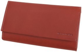 Вместительный женский кошелек из гладкой кожи на кнопке Vip Collection 102381 коричневого цвета