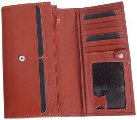 Вместительный женский кошелек из гладкой кожи на кнопке Vip Collection 102381 коричневого цвета