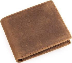 Компактное мужское портмоне из винтажной кожи светло-коричневого цвета Vintage (14439)
