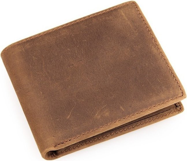 Компактне чоловіче портмоне з вінтажної шкіри світло-коричневого кольору Vintage (14439)