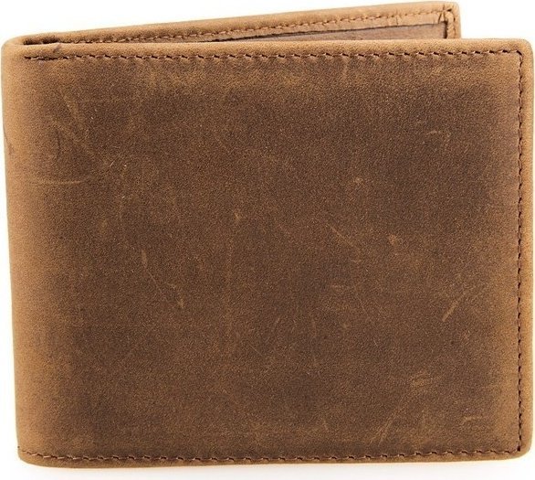 Компактне чоловіче портмоне з вінтажної шкіри світло-коричневого кольору Vintage (14439)