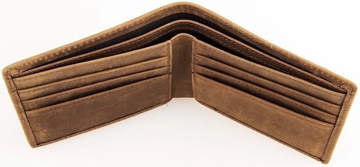 Компактное мужское портмоне из винтажной кожи светло-коричневого цвета Vintage (14439)