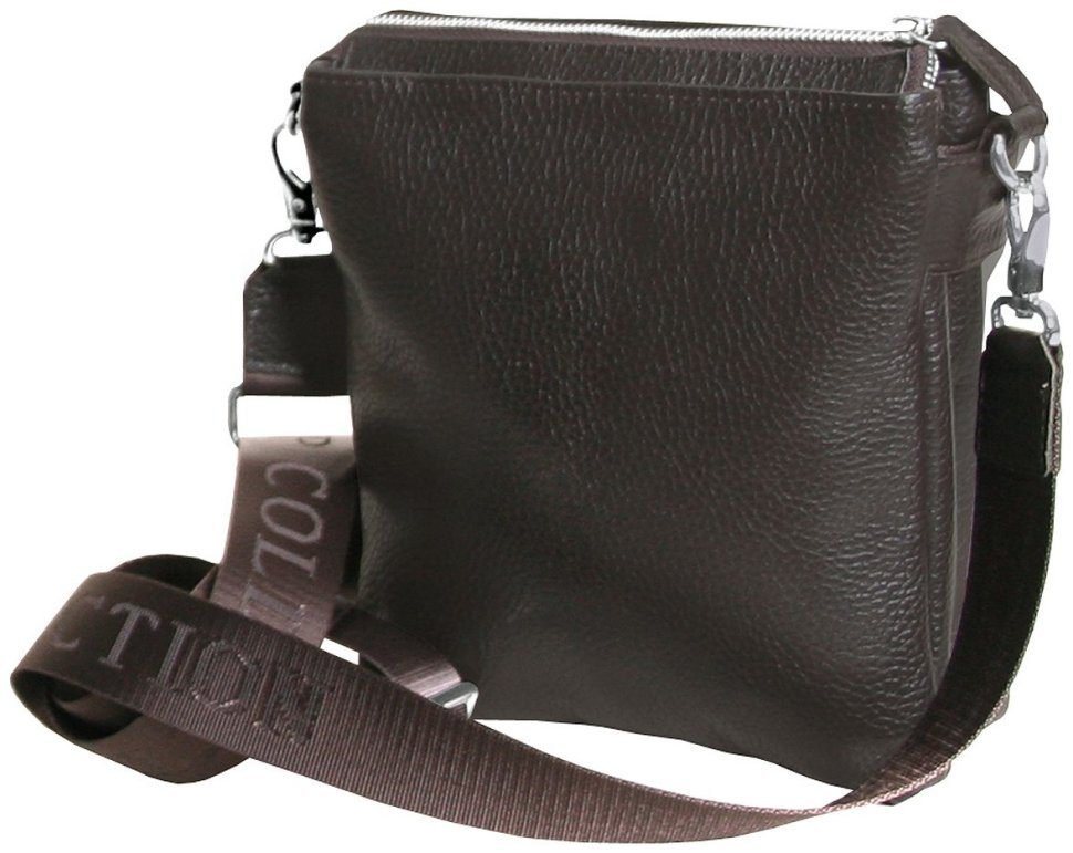 Міська чоловіча сумка планшет із фактурної шкіри з текстильним плечовим ременем Vip Collection 102481 коричневого кольору фото №3 Міська чоловіча сумка планшет із фактурної шкіри з текстильним плечовим ременем Vip Collection 102481 коричневого кольору modnotak фото №3