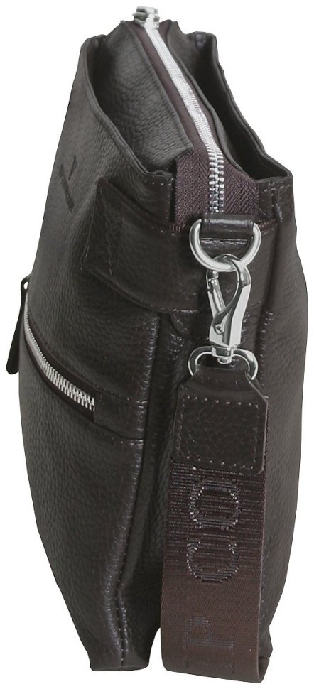 Міська чоловіча сумка планшет із фактурної шкіри з текстильним плечовим ременем Vip Collection 102481 коричневого кольору фото №5 Міська чоловіча сумка планшет із фактурної шкіри з текстильним плечовим ременем Vip Collection 102481 коричневого кольору modnotak фото №5