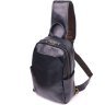 Чоловіча чорна сумка-рюкзак через плече з натуральної шкіри гладкого типу Vintage (2421286) - 1
