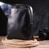 Мужская черная сумка-рюкзак через плечо из натуральной кожи гладкого типа Vintage (2421286) - 7