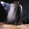 Мужская черная сумка-рюкзак через плечо из натуральной кожи гладкого типа Vintage (2421286) - 8
