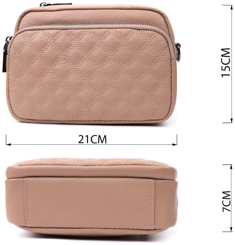 Стильная женская сумка с ромбовидной строчкой из натуральной кожи Vintage 22637 Бежевая фото №3 Стильная женская сумка с ромбовидной строчкой из натуральной кожи Vintage 22637 Бежевая modnotak фото №3