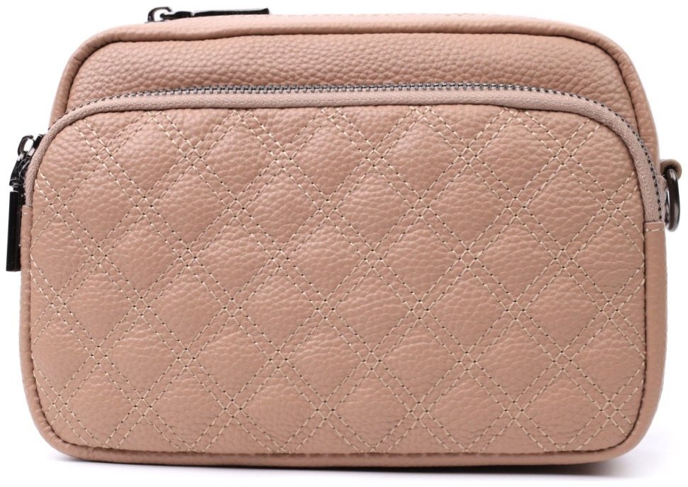 Стильная женская сумка с ромбовидной строчкой из натуральной кожи Vintage 22637 Бежевая фото №5 Стильная женская сумка с ромбовидной строчкой из натуральной кожи Vintage 22637 Бежевая modnotak фото №5