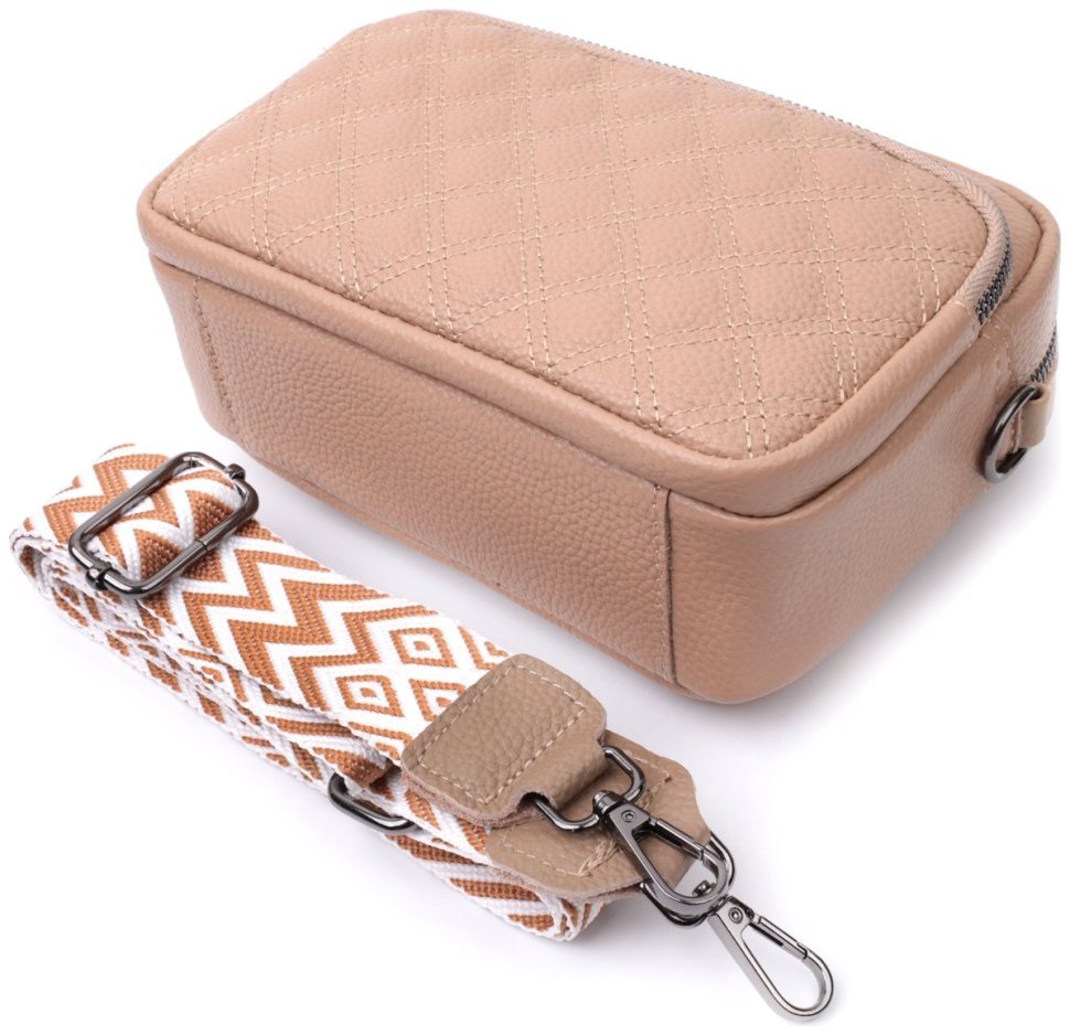 Стильная женская сумка с ромбовидной строчкой из натуральной кожи Vintage 22637 Бежевая фото №7 Стильная женская сумка с ромбовидной строчкой из натуральной кожи Vintage 22637 Бежевая modnotak фото №7