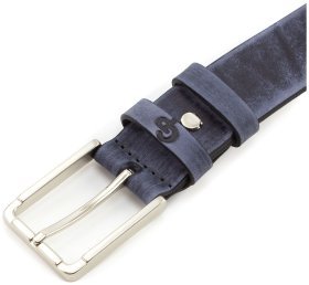 Мужской ремень из винтажной кожи цвета индиго Grande Pelle (31243)