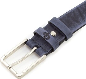 Мужской ремень из винтажной кожи цвета индиго Grande Pelle (31243) - 2